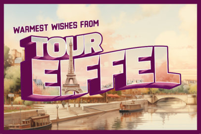 Postcard Design Generator with an Illustration of the Tour Eiffel 6764i