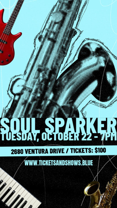 Instagram Story Template with a Saxophone Graphic for a Jazz Concert 6125a