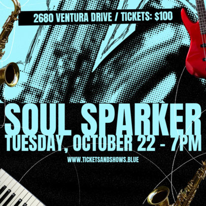 Instagram Post Template with Musical Instrument Graphics to Promote a Jazz Concert 6125a