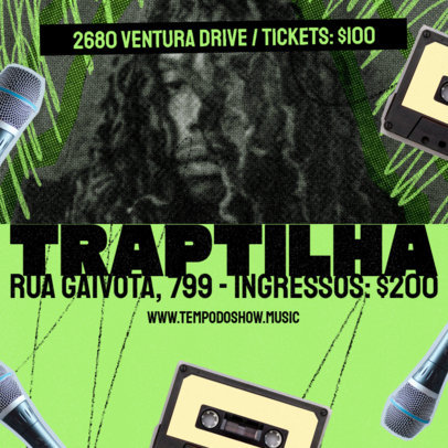 Instagram Post Maker with Microphones and Cassettes to Advertise a Concert 6125b