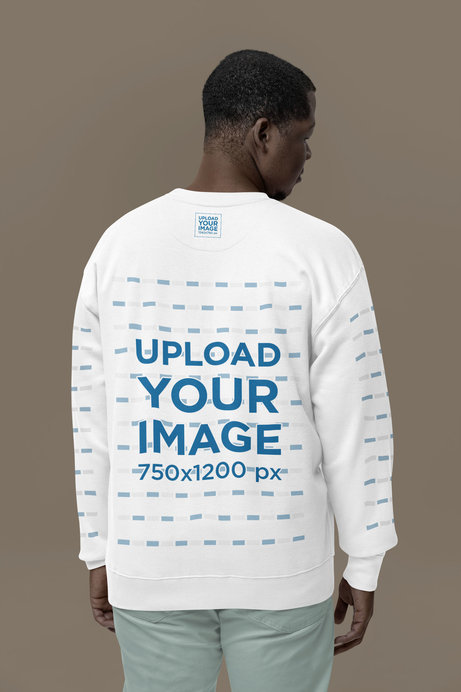 Back-View Cotton Heritage Sweatshirt Mockup of a Man Standing in a Studio