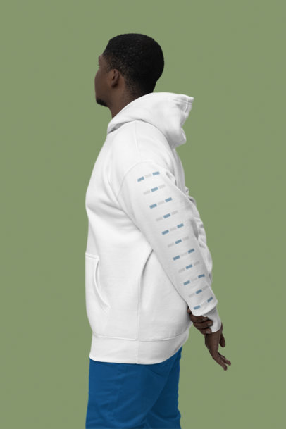 Mockup of a Man Wearing a Cotton Heritage with a Customizable Sleeve in a Studio 
