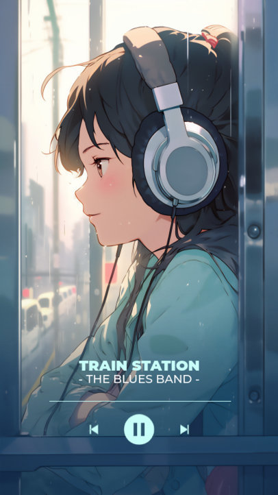 Spotify Canvas-Inspired Instagram Story Generator Featuring an Illustrated Girl with Headphones