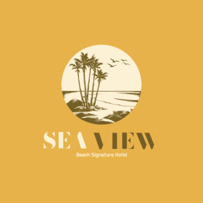 Beach Signature Hotel Logo Creator with Palm Tree Illustrations 6260c