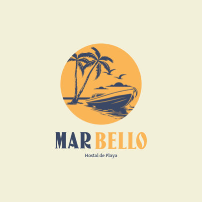 Beach Hostel Logo Template Featuring a Boat Illustration 6260f