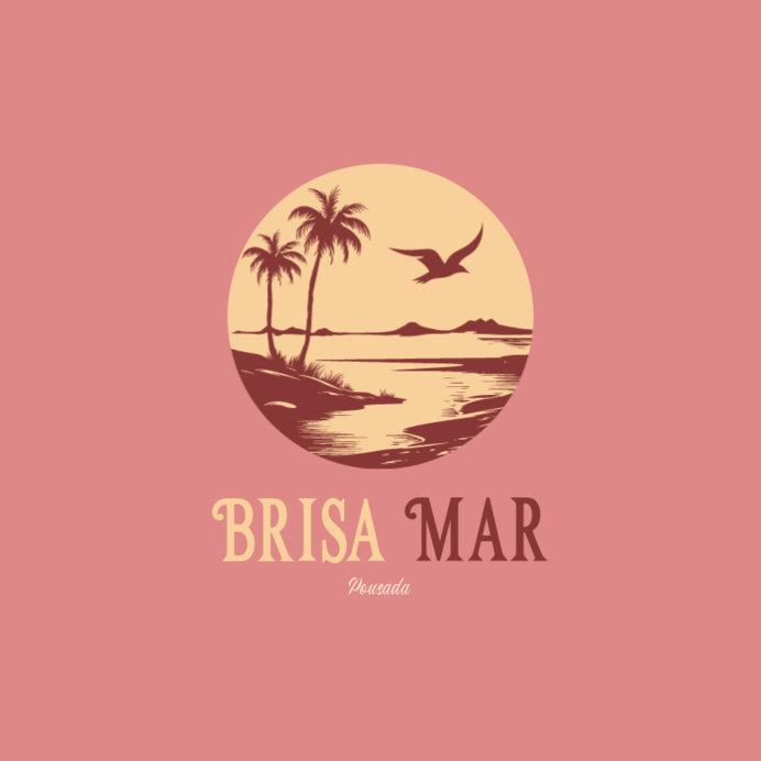 Logo Maker for a Beach Inn Featuring a Tropical Landscape Illustration