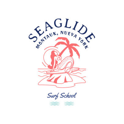 Logo Maker for a Surf School Featuring a Mermaid Illustration
