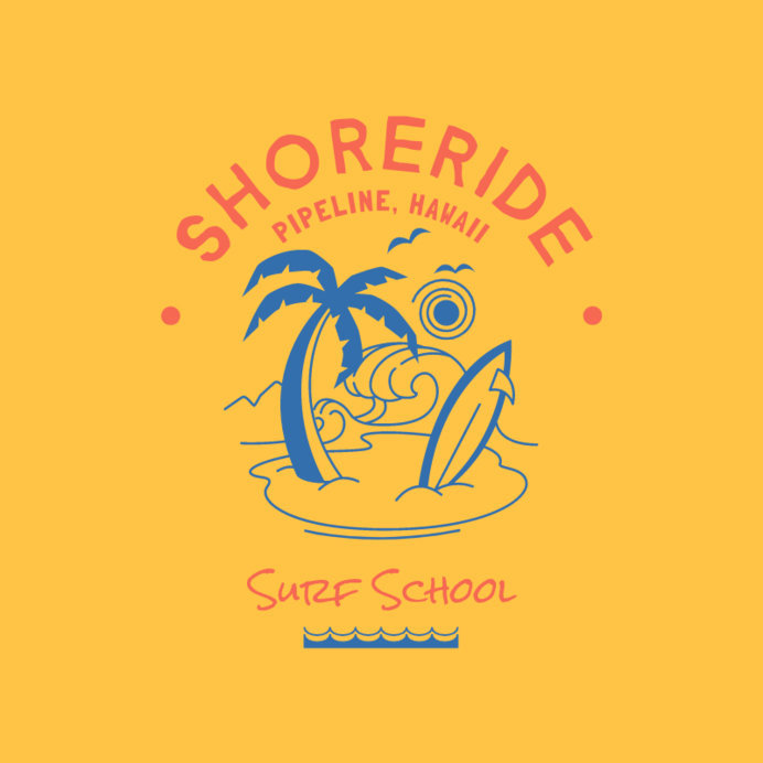Logo Creator with an Island Illustration for a Surf School