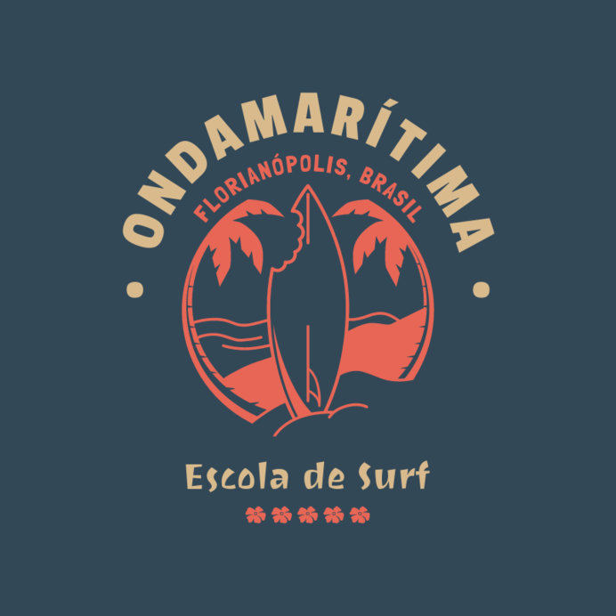 Surf School Logo Creator with a Shark-Bitten Board