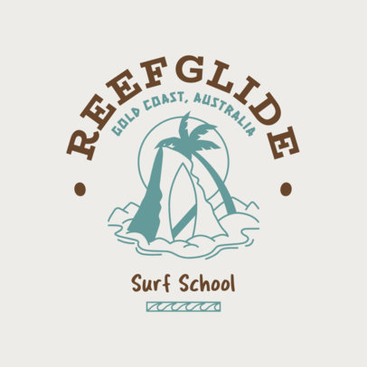 School for Surfers Logo Template Featuring a Palm Tree