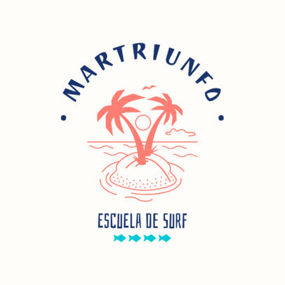 Surfing School Logo Maker Featuring an Illustrated Island