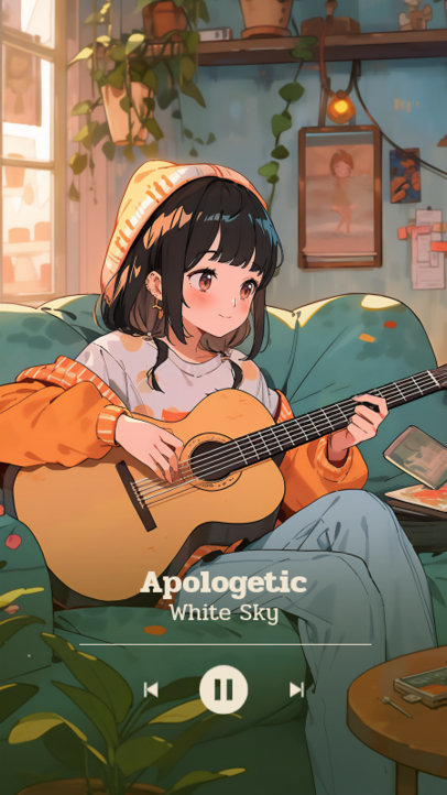 Instagram Story Generator for Spotify Artists Featuring a Girl Playing an Acoustic Guitar 6119i