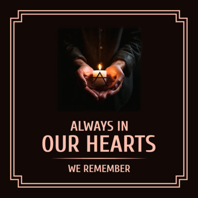 Instagram Post Creator for Holocaust Memorial Day Featuring Two Hands Holding a Candle 6264g