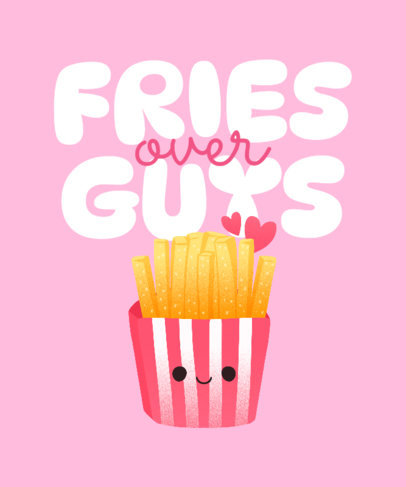 Illustrated T-Shirt Design Template With a Fries Over Guys Theme 5899k-6143