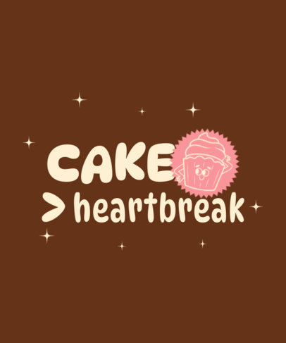 Heartbreak-Themed T-Shirt Design Maker With a Funny Quote and a Cartoonish Cupcake 5537i-6148