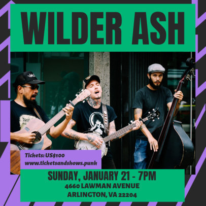 Instagram Post Generator Featuring a Rock Band Concert Date 6121a