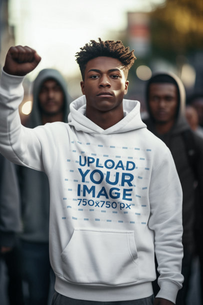 Black History Month-Themed Hoodie Mockup of a Man with His Fist Closed in Sign of Protest m36976