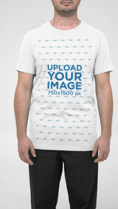 Front and Back-View Bella Canvas T-Shirt Video of a Man Standing in a Studio