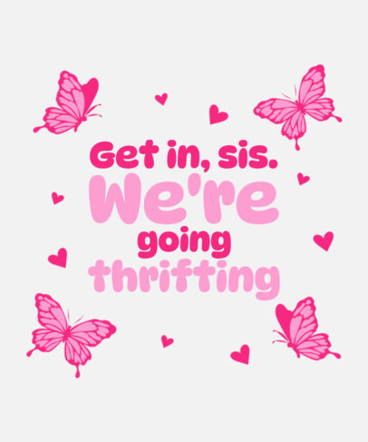 T-Shirt Design Template with Butterfly Graphics and a Mean Girls-Inspired Quote