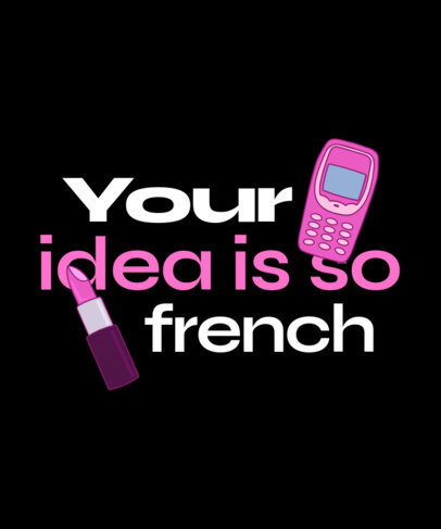 Mean Girls-Inspired T-Shirt Design Maker with a 2000s Mobile Phone and a Lipstick 3995m-6152