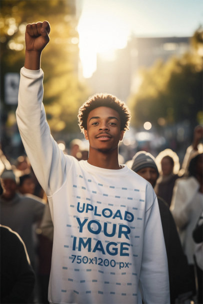 BLM-Themed Mockup Featuring an AI-Generated Man With a Sweatshirt 