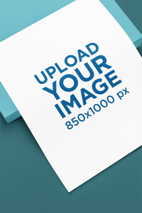 Mockup of a Vertical Poster Lying on a Colorful Backdrop