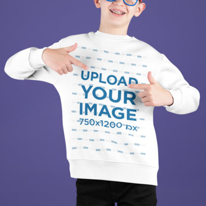 Sweatshirt Mockup Featuring a Smiling Cropped-Face Boy With Braces