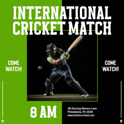 Instagram Post Template for an International Cricket Match Ad 6296