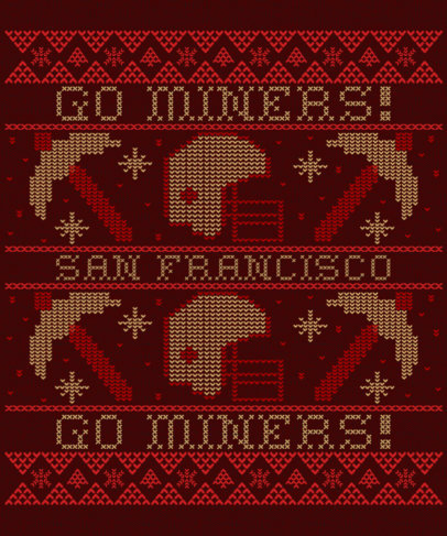 T-Shirt Design Maker with a Xmas Ugly Sweater Aesthetic for a Football Team Support