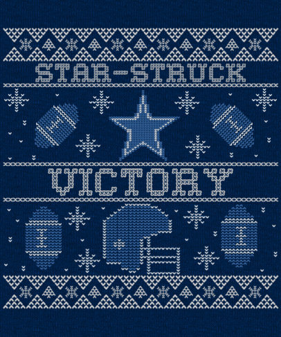 Ugly Sweater-Inspired T-Shirt Design Template with Embroidered-Like Football Graphics 