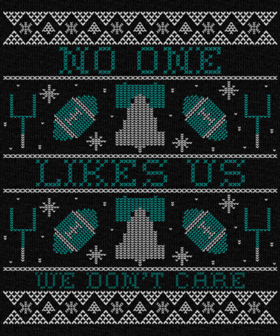T-Shirt Design Maker with Football Graphics Inspired by a Xmas Ugly Sweater Aesthetic