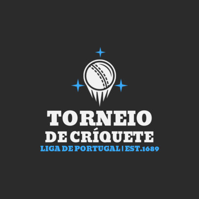 Logo Template with a Shooting Ball and Stars for a Cricket Championship