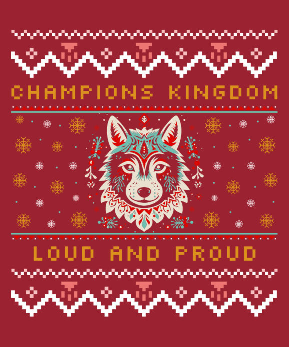 T-Shirt Design Maker for a Winter Football Championship with Ugly Sweater-Inspired Graphics