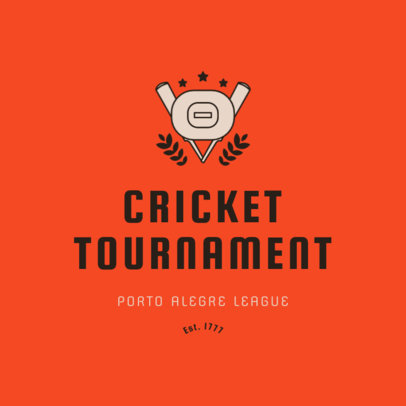 Cricket Tournament Logo Creator Featuring Laurel Leaf Icons