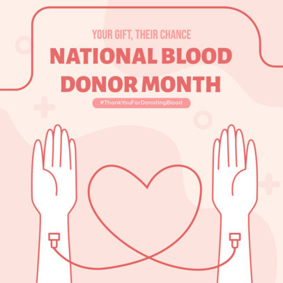 Instagram Post Template with a Heart Graphic for a Blood Donor Month Campaign 6298a