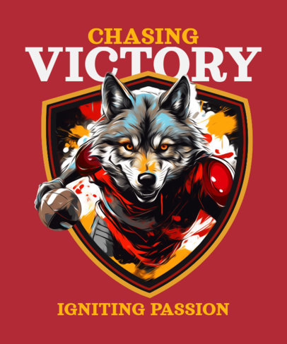 T-Shirt Design Template Featuring a Quarterback Wolf Running with a Football