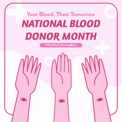 Instagram Post Creator with Illustrated Hands for Blood Donor Month 6298c