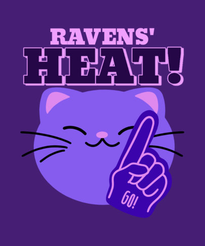 T-Shirt Design Maker Featuring a Cute Cat with a Foam Finger Supporting a Football Team 5704j-6159