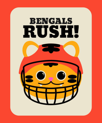 T-Shirt Design Generator Featuring a Cute Bengal Tiger with a Football Helmet 6084k-6159