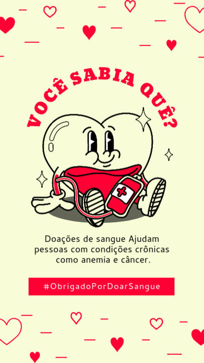 Instagram Story Maker with a Smiling Heart Cartoon for Blood Donor Month