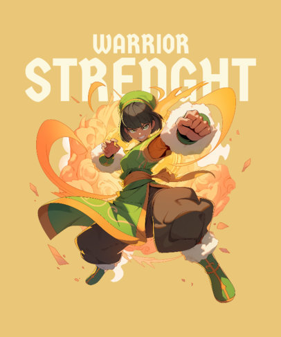 T-Shirt Design Maker Featuring a Fighter Graphic Inspired by The Last Airbender