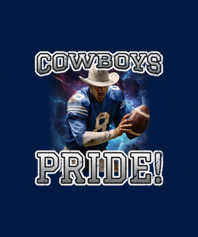 T-Shirt Design Template Featuring an American Cowboy in a Football Uniform 