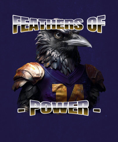 Sports T-Shirt Design Template Featuring an Raven in a Football Uniform 