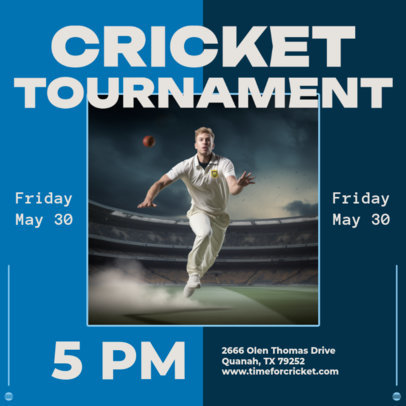 Instagram Post Template Advertising an Upcoming Cricket Tournament 6296h