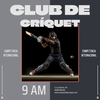 Instagram Post Creator with a Cricket Player Graphic for a Tournament 6296j
