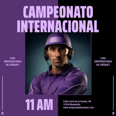 Instagram Post Template for a College Cricket League's International Championship 6296l