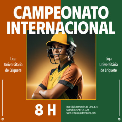 Instagram Post Creator for an International Championship with a Female Cricket Player 6296n