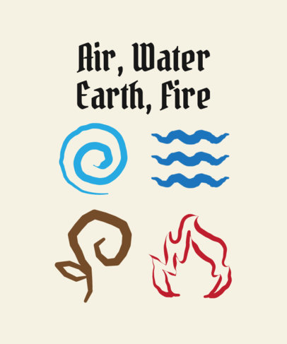 T-Shirt Design Creator With the Four Elements Symbols Inspired by The Last Airbender 6084l-6155a