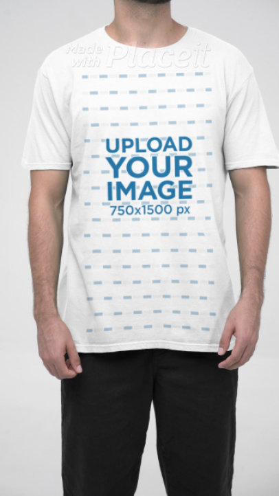 Front and Back-View Bella Canvas Crewneck Tee Video Featuring a Man in a Studio