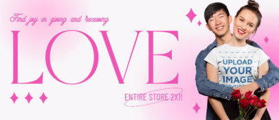 T-Shirt Mockup Featuring a Happy Woman With a Man for a Valentine's Day Promo Ad